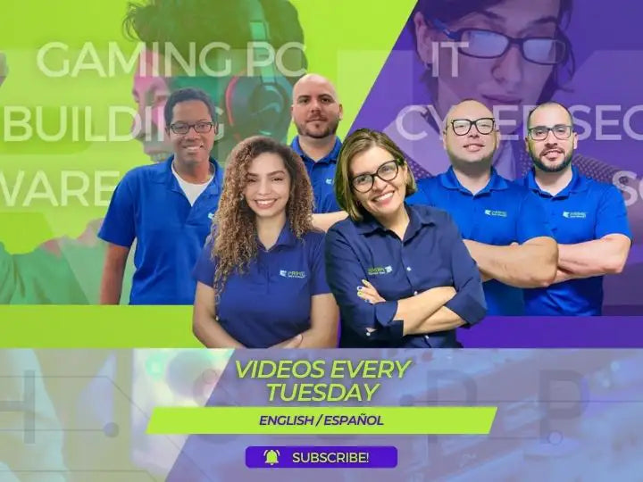 Prime Tech Support channel header picture with all the members of prime team who will accompany you during the videos and will explain every you need to know about technology, repairs, computers, gaming pc, and more!