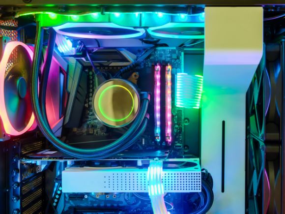 Gaming PC with lit up Memory RAM upgraded by Prime Tech Support technician 