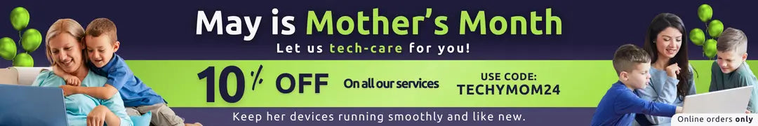 Mother's Day banner with 10% discount during the month of May.