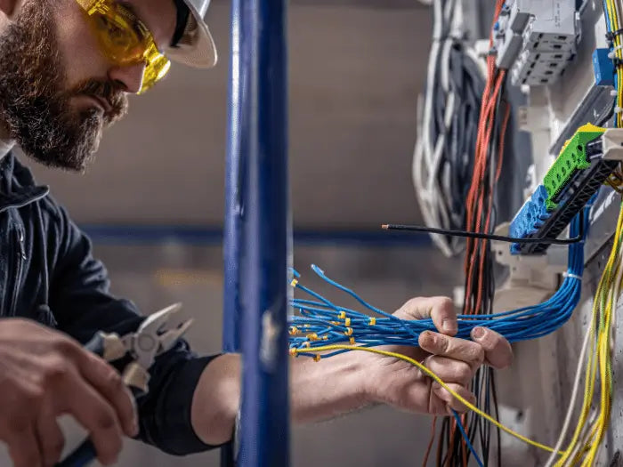 Man doing wiring installation for a customer in Miami, FL