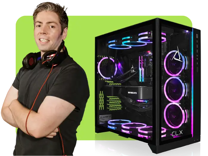 Gaming pc user enjoying his just fixed gaming pc computer in Miami