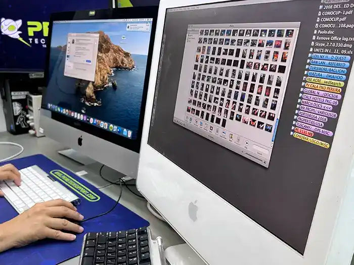 In Prime Tech Support's lab located in Miami, a technician performs iMac software configuration to ensure optimal functionality.