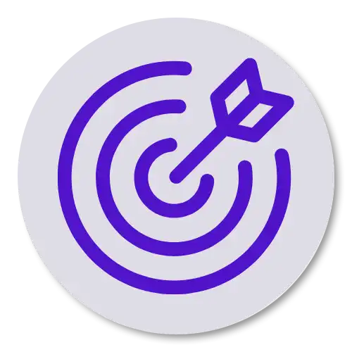Mission icon of arrow in target representing our determination to solve any IT issues our customers may be facing.
