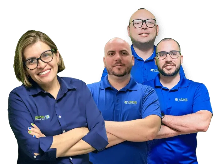 Prime Tech Support team Here we have Claudia, the CEO, and three expert technicians that provides IT Support in Miami, FL for medical Offices, Logistics, Distribution, Lawyers, Financial and Reteail