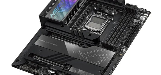 ASUS ROG crosshair motherboard with RGB lighting, showcased by Prime Tech Support, Miami
