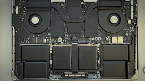 Inside view of a MacBook Pro's hardware serviced by Prime Tech Support in Miami