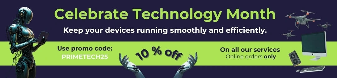 Celebrate Technology Month with Prime Tech Support in Miami giving 10% off on all our services, for computers, GPUs repairs and others 