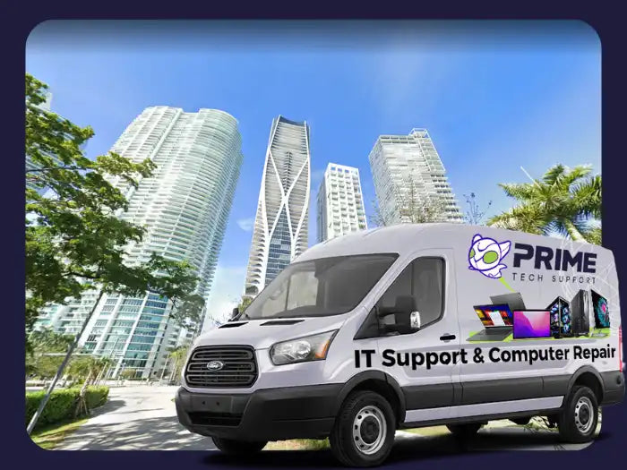 Computer Repair Services in Downtown Miami, FL offered by Prime Tech Support - Expert technicians delivering reliable solutions for a variety of computer issues, ensuring smooth computing experiences for clients in the vibrant Downtown Miami area