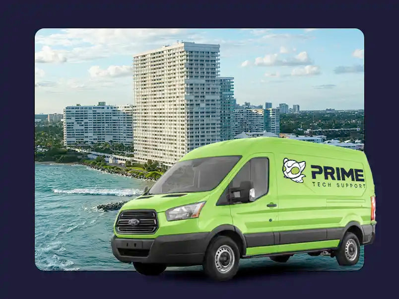 Prime Tech Support service van in Bal Harbour, Florida providing on-site computer repair and IT support services
