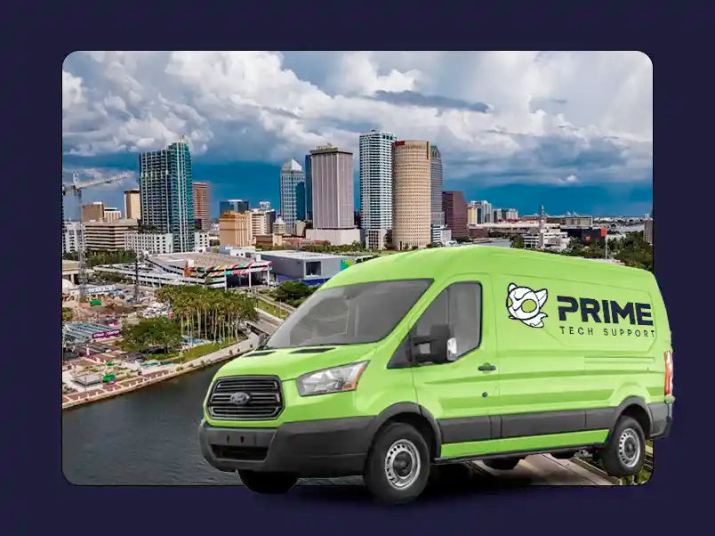 Prime Tech Support service van in Cooper City, Florida providing on-site computer repair and IT support services
