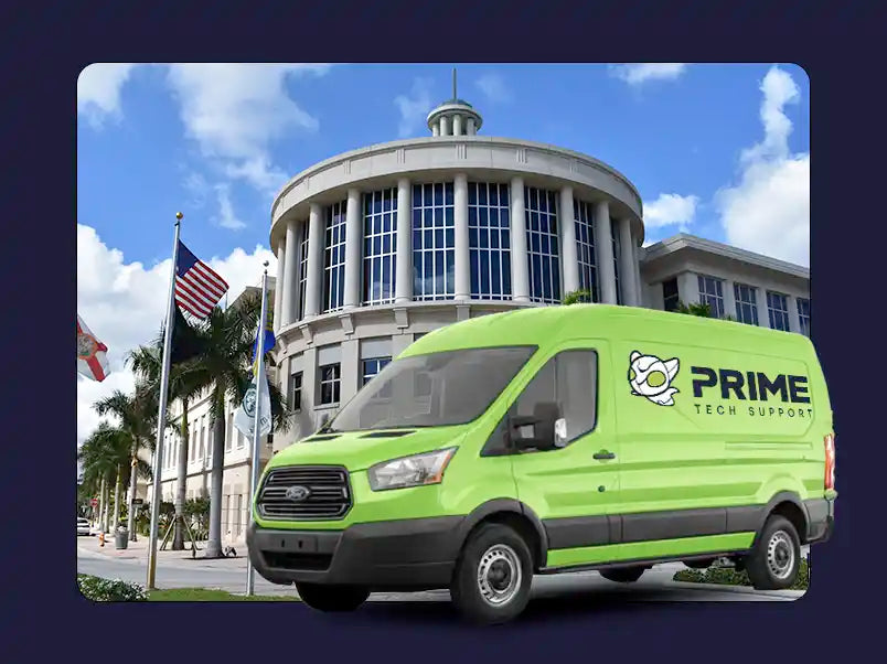Prime Tech Support service van in Doral, Florida providing on-site computer repair and IT support services