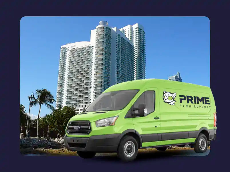 Prime Tech Support service van in Edgewater, Florida providing on-site computer repair and IT support services