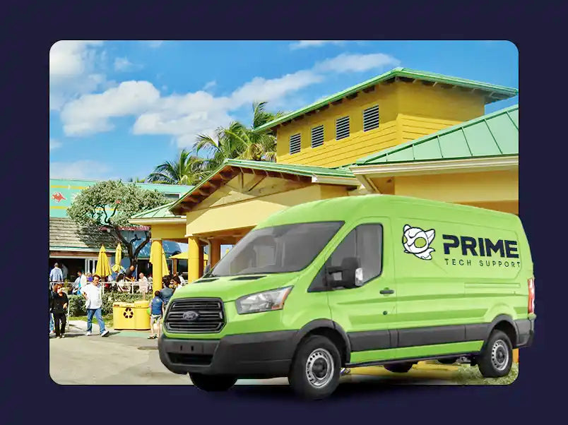 Prime Tech Support service van in Lauderdale by the Sea, Florida providing on-site computer repair and IT support services.