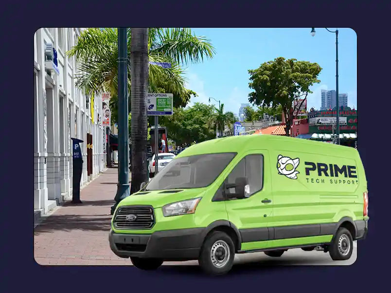Prime Tech Support service van in Little Havana, Florida providing on-site computer repair and IT support services