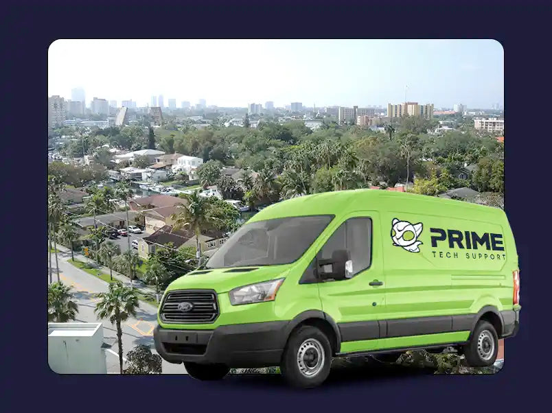 Prime Tech Support service van in Miami Gardens, Florida providing on-site computer repair and IT support services