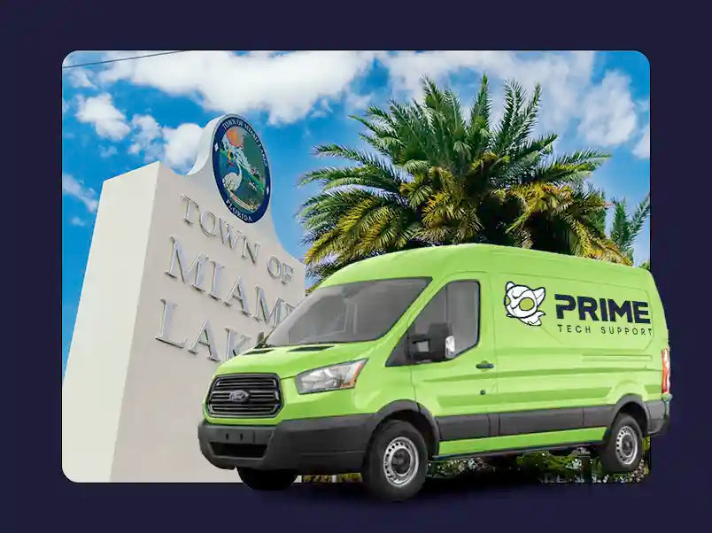 Prime Tech Support service van in Miami Lakes, Florida providing on-site computer repair and IT support services