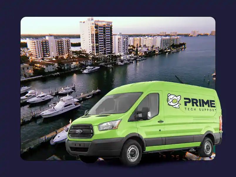 Prime Tech Support service van in North Bay Village, Florida providing on-site computer repair and IT support services